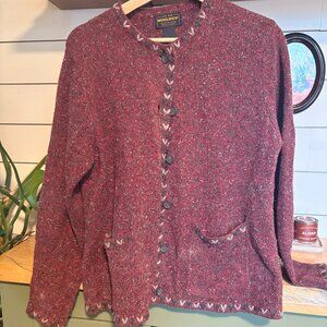 Woolrich knit cardigan in a rich burgundy 🤍  small